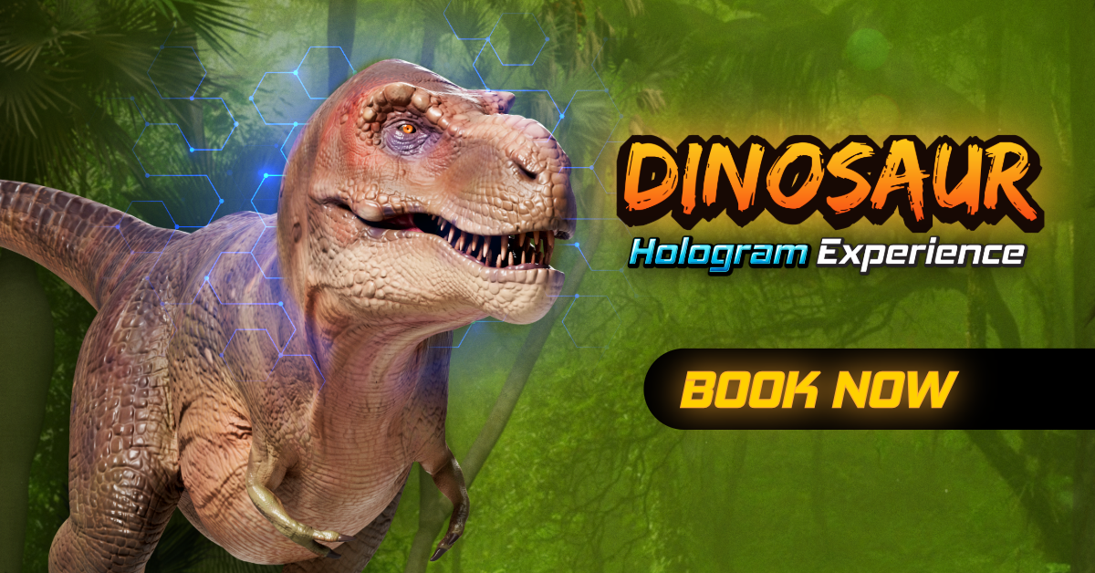 Dino promotional illustration with dinosaurs in a prehistoric landscape